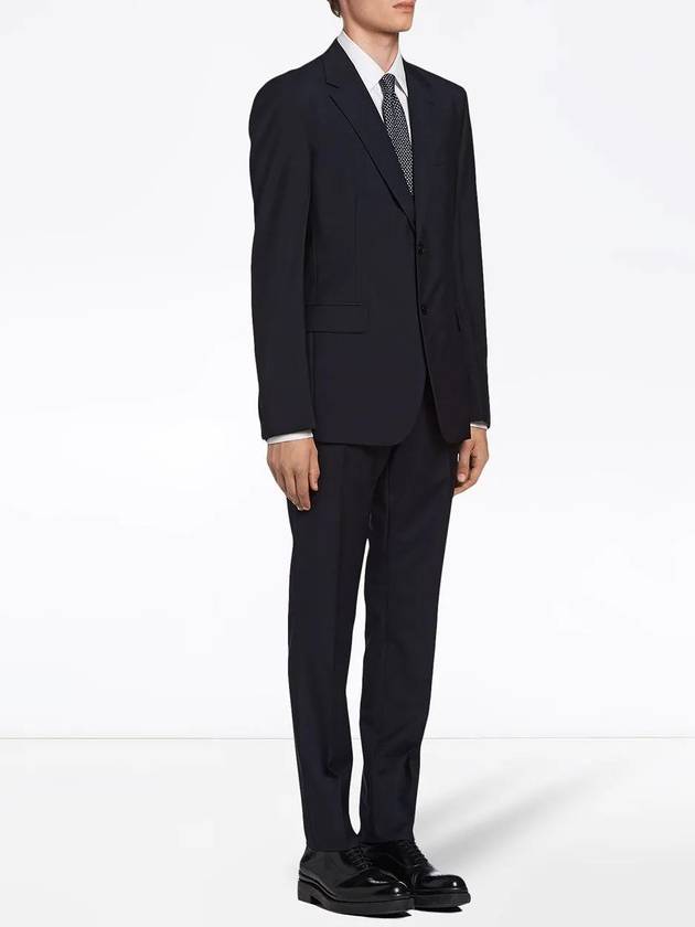 Wool Mohair Single Breasted Suit Navy - PRADA - BALAAN 4