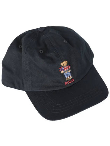 Kids Teddy Bear Embroidery Cap Hat Black 920692 001 - POLO RALPH LAUREN - BALAAN 1