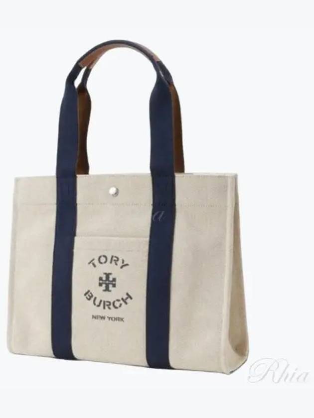 Logo Print Canvas Tote Bag White - TORY BURCH - BALAAN 2