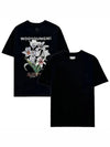 Flower Print Short Sleeve T-Shirt Black - WOOYOUNGMI - BALAAN 2