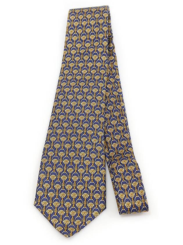 956 IA 100 silk navy pattern tie - HERMES - BALAAN 3