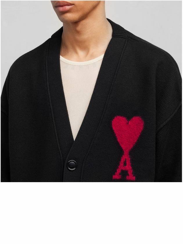 De Coeur Logo Wool Cardigan Black - AMI - BALAAN 7