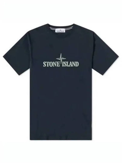 Stitches Two Embroidery Short Sleeve T-Shirt Navy - STONE ISLAND - BALAAN 2