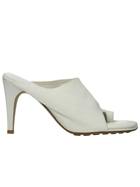 Stretch Nappa Square Toe Sandals Heel White - BOTTEGA VENETA - BALAAN.