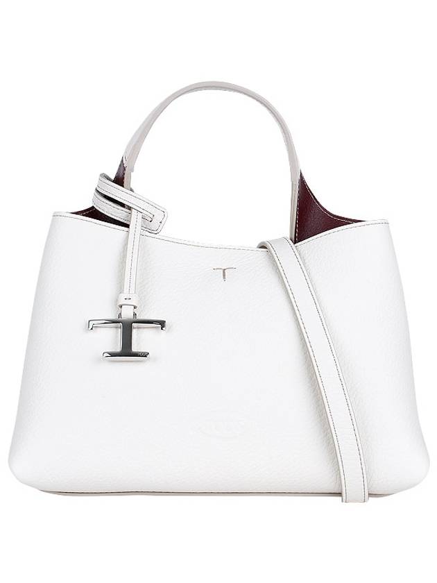 Logo Charm Leather Micro Tote Bag White - TOD'S - BALAAN 2