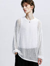 Set Fishnet Long Sleeve Knit Standard Fit Sleeveless White - S SY - BALAAN 5