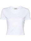 Logo Cropped Short Sleeve T-Shirt White - MIU MIU - BALAAN 2