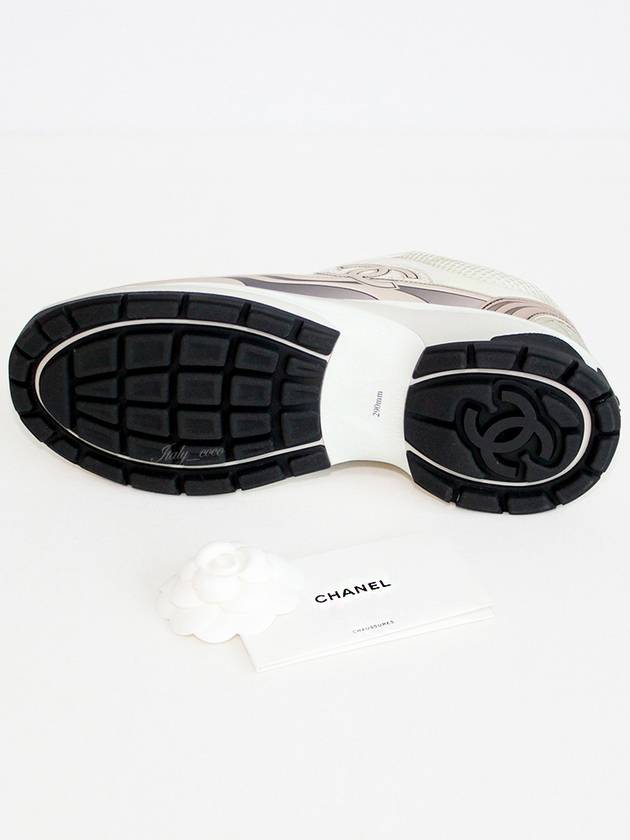 Fabric Laminated Low Top Sneakers Ivory White Gold - CHANEL - BALAAN 11