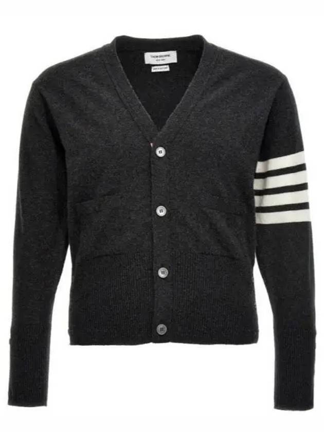 Men's Diagonal Classic Cashmere Cardigan Mid Grey - THOM BROWNE - BALAAN 2