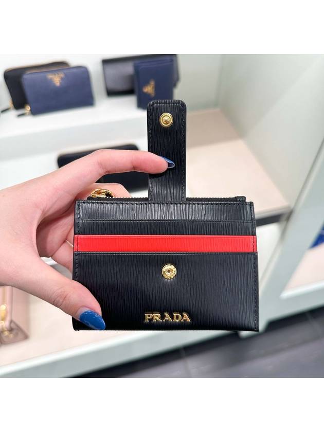 Vitello Zippered Leather Card Wallet Black - PRADA - BALAAN 8