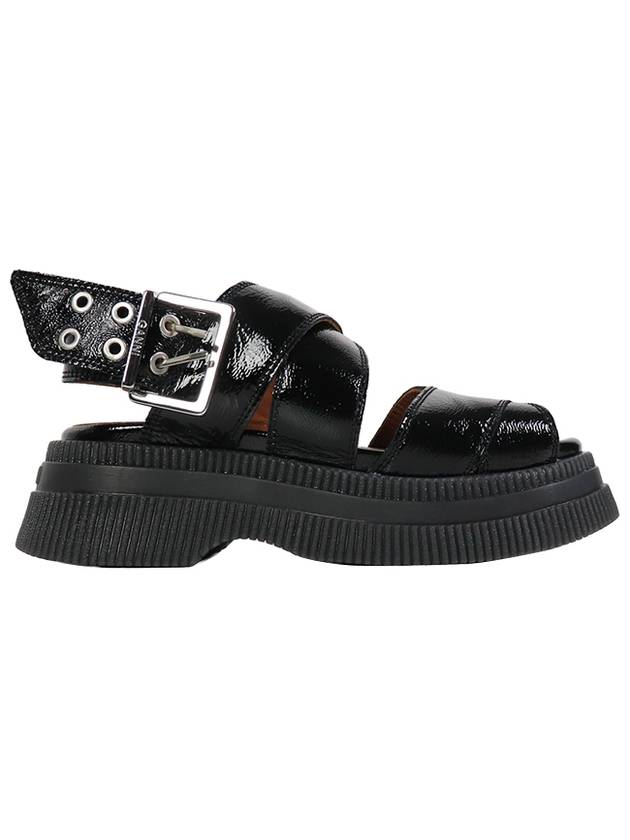chunky buckle leather sandals black - GANNI - BALAAN 3