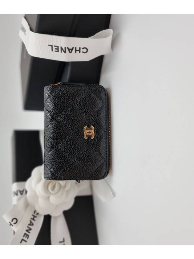 Classic Zipped Coin Purse Grained Calfskin & Gold Black - CHANEL - BALAAN 2