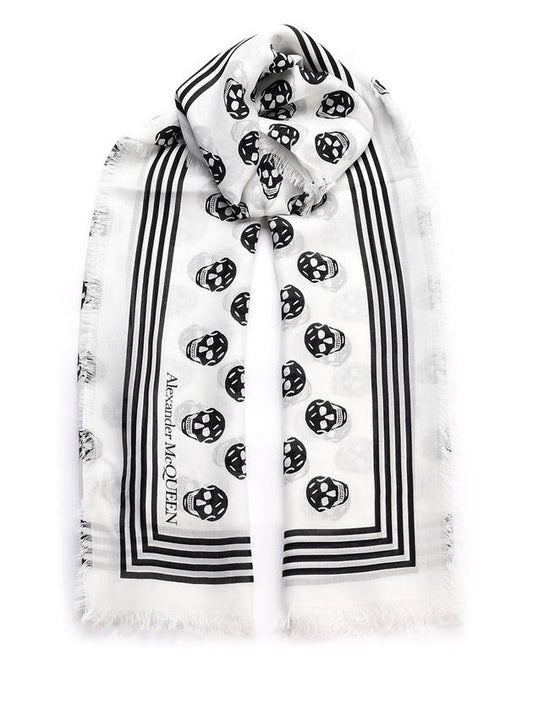 Biker Skull Scarf White - ALEXANDER MCQUEEN - BALAAN 1