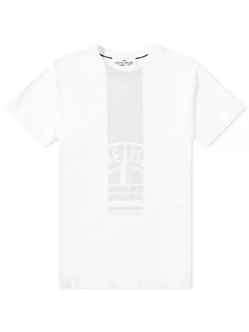 Logo Print Cotton Short Sleeve T-Shirt White - STONE ISLAND - BALAAN 1