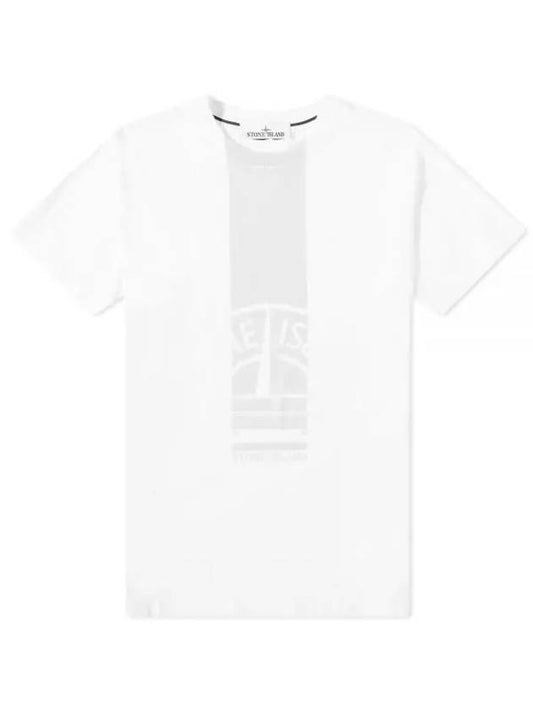 Logo Print Cotton Short Sleeve T-Shirt White - STONE ISLAND - BALAAN 1