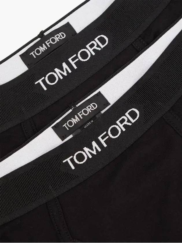 Men's Cotton Boxer Briefs Black 2 Pack - TOM FORD - BALAAN 4