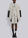 Men's Seersucker Wool Short Sleeve Jacket Medium Grey - THOM BROWNE - BALAAN 5