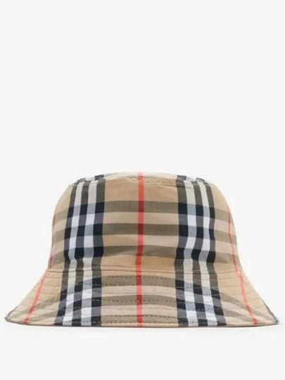 Kids Check Reversible Cotton Blend Bucket Hat Sand - BURBERRY - BALAAN 2