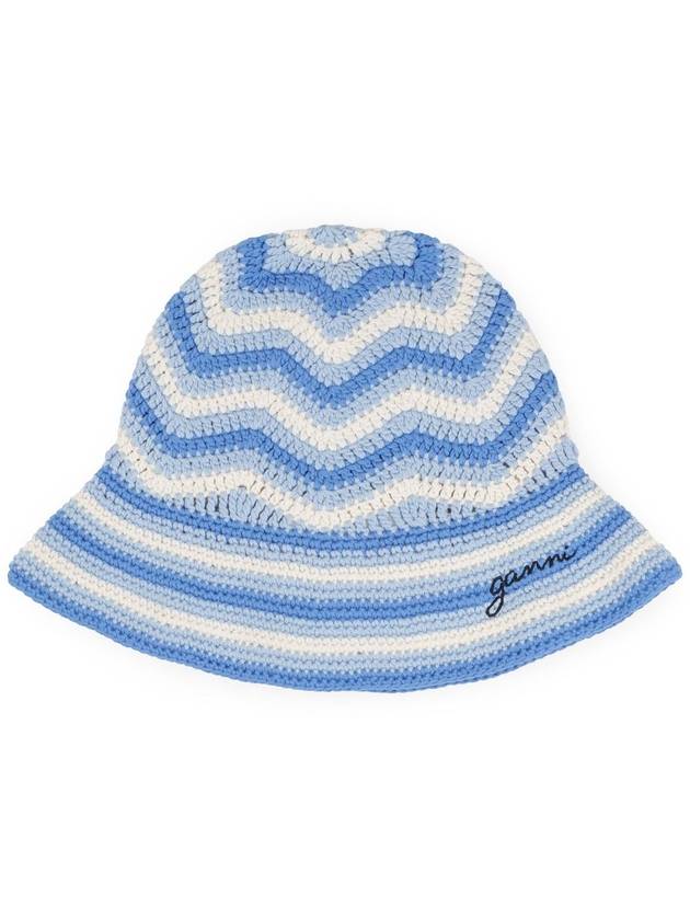 Logo Crochet Bucket Hat Blue Women s - GANNI - BALAAN 4