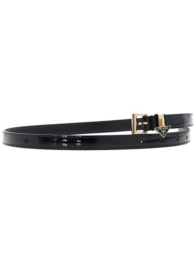 Triangle Logo Buckle Leather Belt Black - PRADA - BALAAN 4