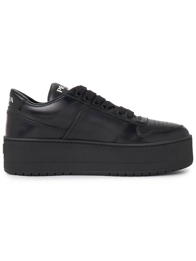 Downtown Bold Leather Low Top Sneakers Black - PRADA - BALAAN 5