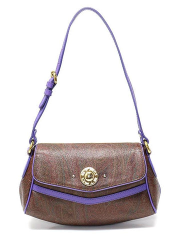 1D479 2105 PVC Paisley Purple Leather Trimmed Flap Shoulder Bag - ETRO - BALAAN 1