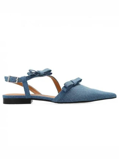 Denim Multi Bow Pointy Cut Out Ballerina Blue - GANNI - BALAAN 2