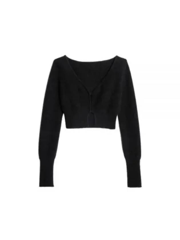 Le Alzou Cropped Mohair Cardigan Black - JACQUEMUS - BALAAN 2