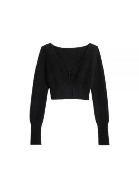 Le Alzou Cropped Mohair Cardigan Black - JACQUEMUS - BALAAN 2