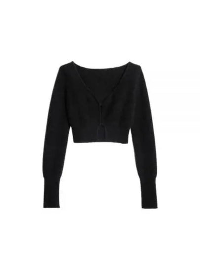 Le Alzou Cropped Mohair Cardigan Black - JACQUEMUS - BALAAN 2