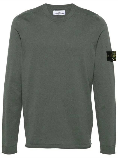 Raw Hand Cotton Crewneck Knit Top Dark Green - STONE ISLAND - BALAAN 2