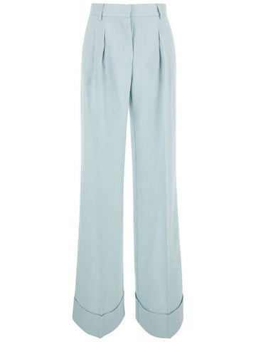 Light Blue Straight Pants With Pinces  In Line Blend Woman - ANDAMANE - BALAAN 1