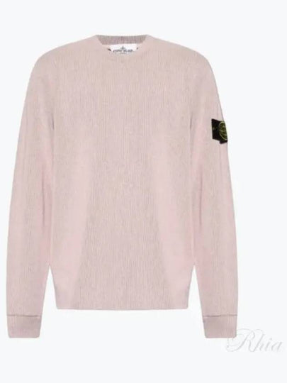 Compass Badge Crew Neck Ribbed Cotton Knit Top Pink - STONE ISLAND - BALAAN 2