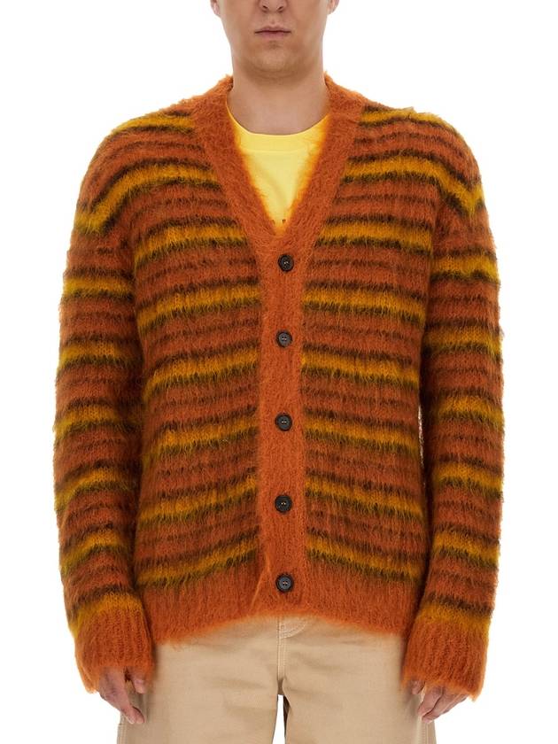 Striped Button Up Wool Cardigan Orange - MARNI - BALAAN 2