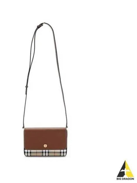 Vintage check leather shoulder bag brown 8056346 8058004 - BURBERRY - BALAAN 1