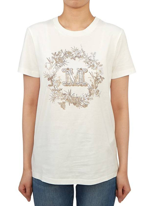 Elmo M Monogram Cotton Short Sleeve T-shirt White - MAX MARA - BALAAN 1