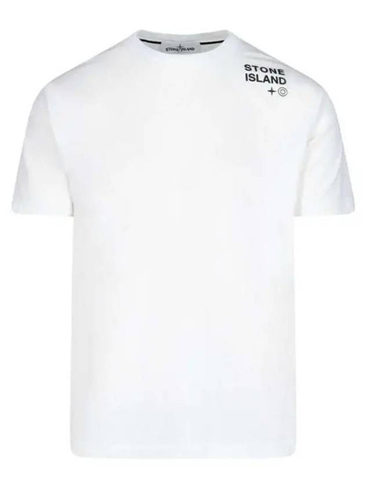 Shoulder Logo Round Short Sleeve T-Shirt White - STONE ISLAND - BALAAN 2