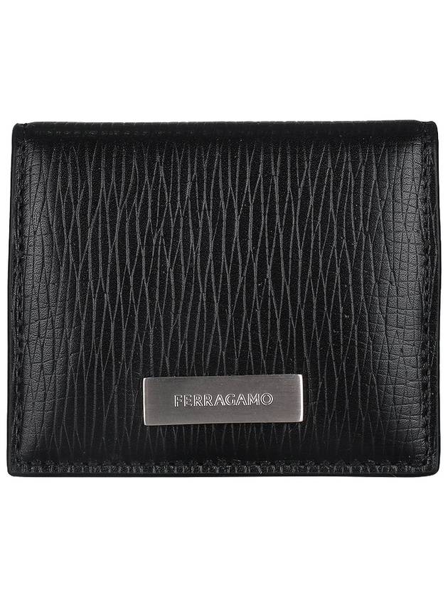 Men's Metal Plate Leather Half Wallet Black - SALVATORE FERRAGAMO - BALAAN 3