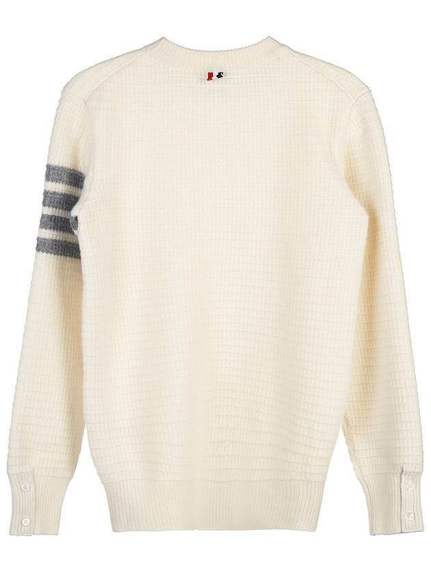 Women's 4 Bar Stripe Cashmere Pullover Knit Top White - THOM BROWNE - BALAAN 3