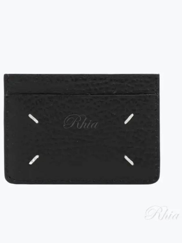 Grain Leather Stitch Card Wallet Black - MAISON MARGIELA - BALAAN 2