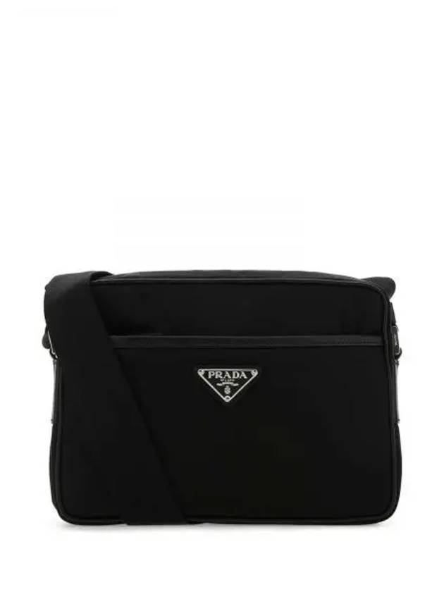 Re-Nylon Saffiano Leather Triangle Logo Cross Bag Black - PRADA - BALAAN 2