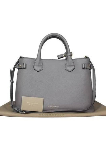 4020282 Gray Leather Check Medium Banner 2WAY - BURBERRY - BALAAN 1