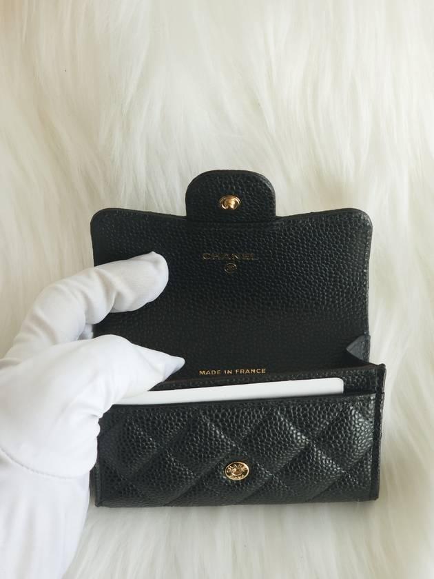 Classic Grained Calfskin Card Wallet Black - CHANEL - BALAAN 4