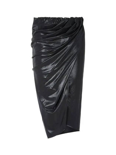 WOMEN Shining Drape Skirt Black - RICK OWENS - BALAAN 1