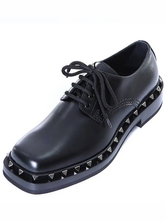 Rockstud Leather Lace-Up Derby Black - VALENTINO - BALAAN.
