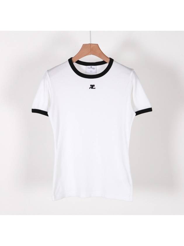 Contrast Signature Short Sleeve T-Shirt White - COURREGES - BALAAN 2