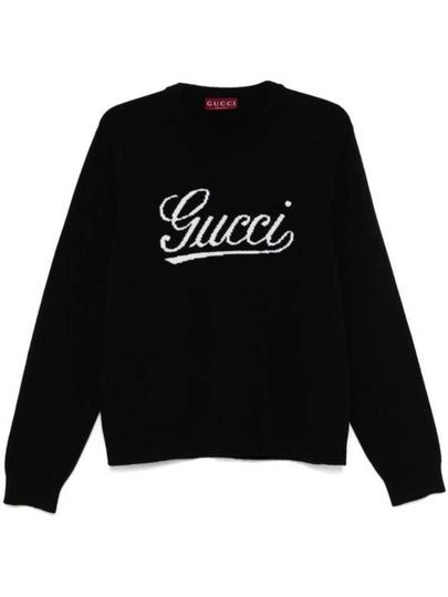 Logo Intarsia Knit Sweater Black - GUCCI - BALAAN 2