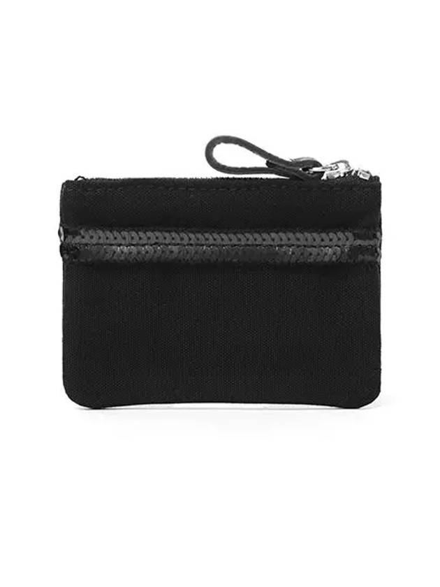 Sequin Zipper Small Pulse Card Wallet Black - VANESSA BRUNO - BALAAN 1