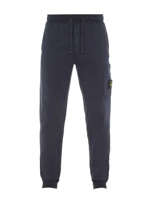 Men's Wappen Patch Cotton Fleece Track Pants Navy - STONE ISLAND - BALAAN 2