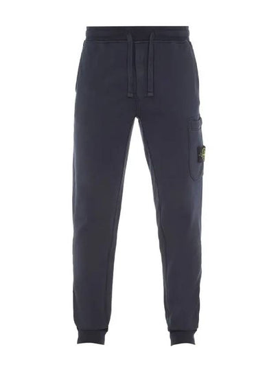 Men's Wappen Patch Cotton Fleece Track Pants Navy - STONE ISLAND - BALAAN 2